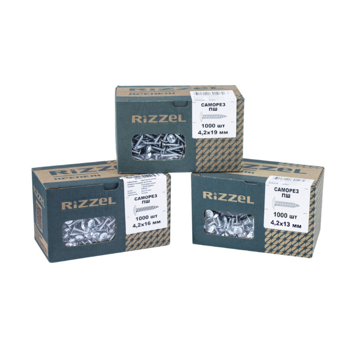 Саморез ПШ Rizzel 4,2х16 (1000шт) шлиц PH2, цинк